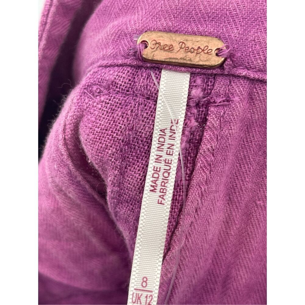 Free People Say So Trouser Shorts Women 8 Purple Pink Summer Bloom Cotton New - Picture 8 of 13